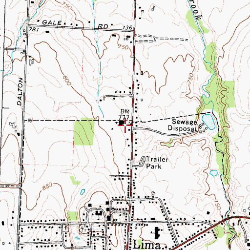Topographic Map of Lima Baptist Church, NY