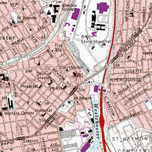 Topographic Map of Square Theatre (historical), NY