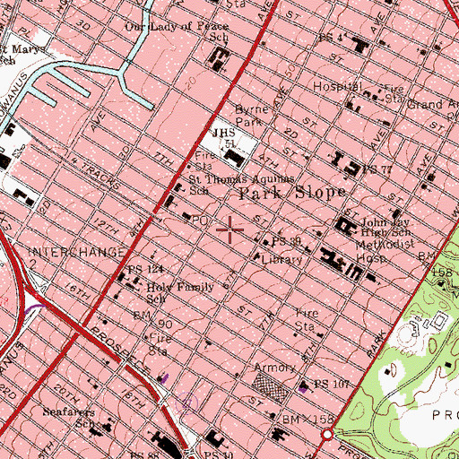 Topographic Map of Prospect Theatre (historical), NY