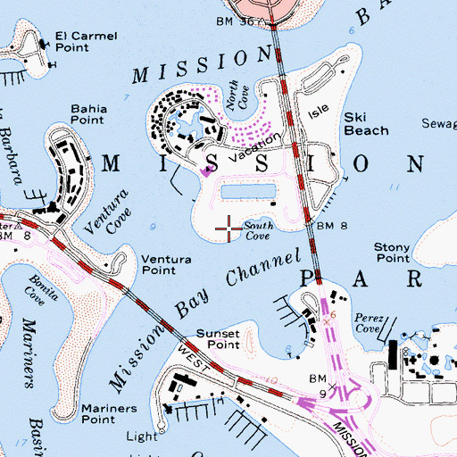 Topographic Map of South Cove, CA