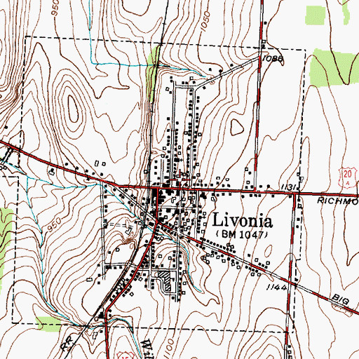Topographic Map of Livonia Public Library, NY
