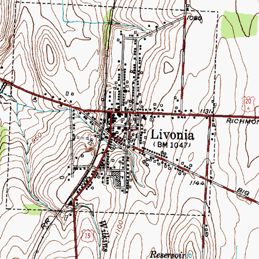 Topographic Map of Livonia United Methodist Church, NY