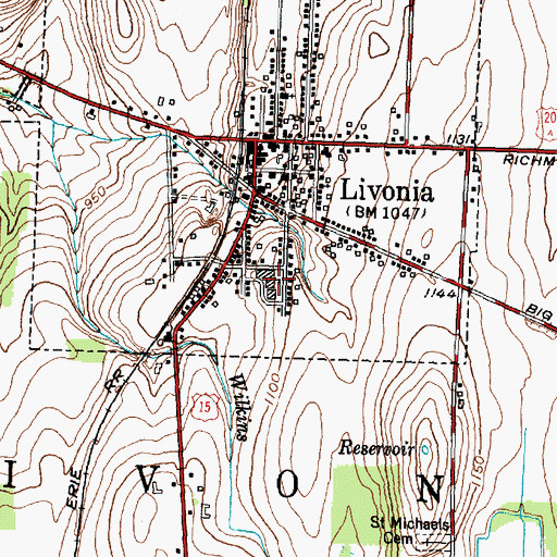 Topographic Map of Livonia Intermediate School, NY