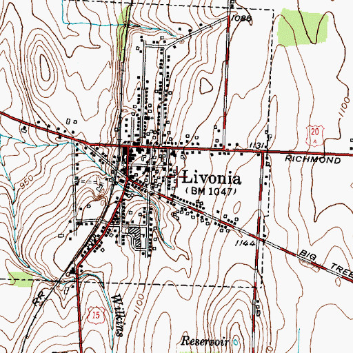 Topographic Map of Livonia Community Church, NY