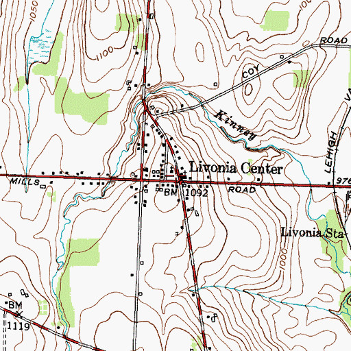 Topographic Map of Livonia Center Presbyterian Church, NY