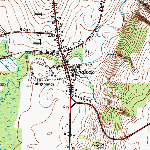 Topographic Map of Hemlock High School, NY
