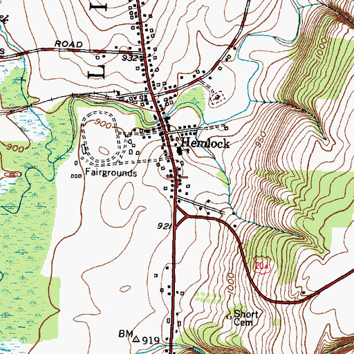 Topographic Map of Hemlock Baptist Church, NY