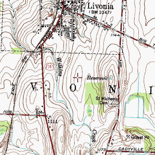 Topographic Map of Livonia Senior High School, NY
