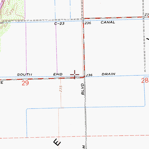 Topographic Map of South End Drain, CA