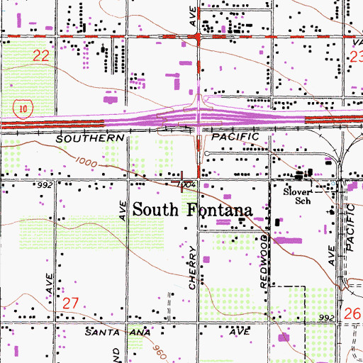 Topographic Map of South Fontana, CA