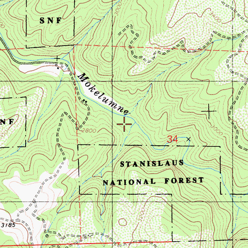 Topographic Map of Kaye Creek, CA