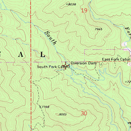 Topographic Map of South Fork Cabin, CA
