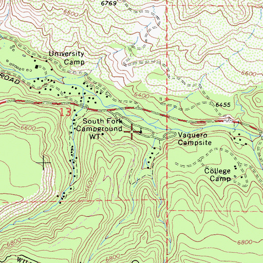 Topographic Map of South Fork Campground, CA