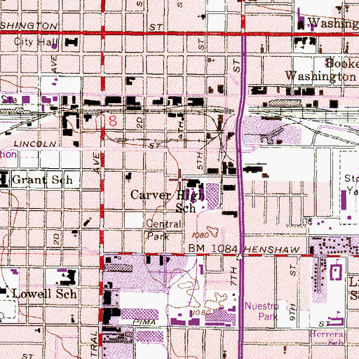 Topographic Map of Carver High School, AZ