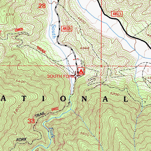 Topographic Map of South Fork Campground, CA