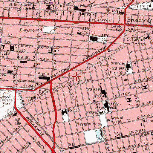 Topographic Map of Palace Theatre (historical), NY