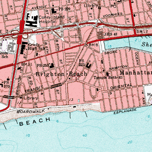 Topographic Map of Oceana Theatre, NY