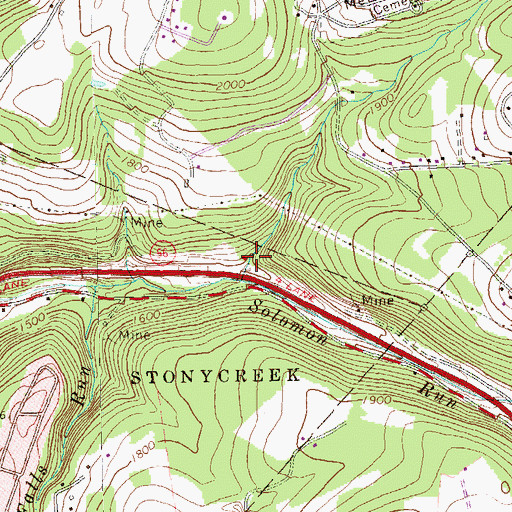 Topographic Map of White Tail Falls, PA