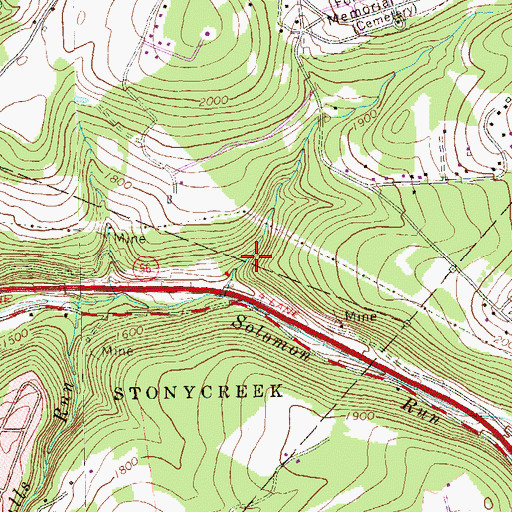 Topographic Map of Winding Staircase Falls, PA