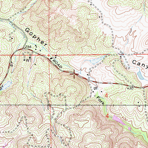 Topographic Map of South Fork Gopher Canyon, CA