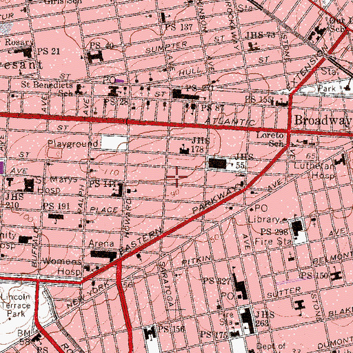Topographic Map of Miller Theater (historical), NY