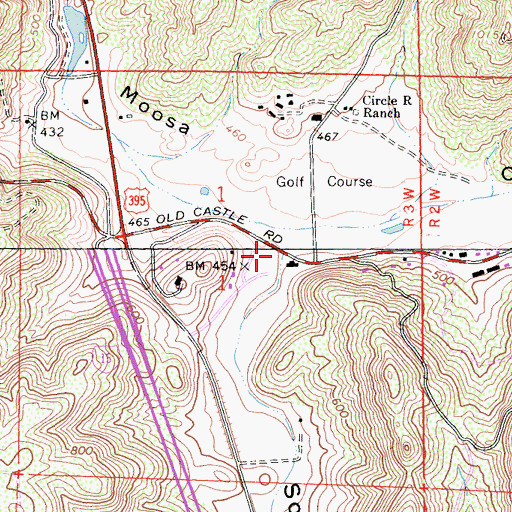 Topographic Map of South Fork Moosa Canyon, CA