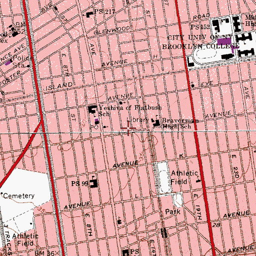 Topographic Map of Midwood Theater (historical), NY
