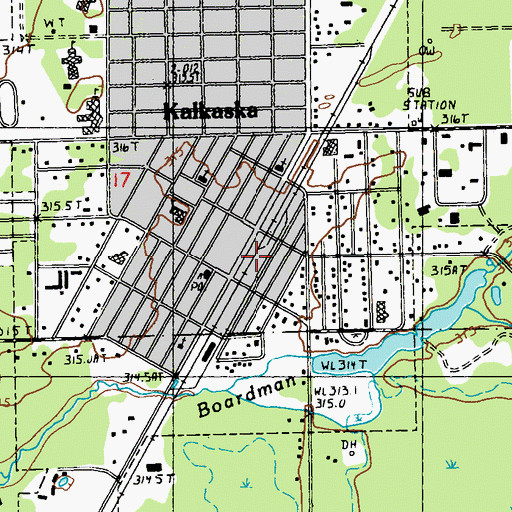 Topographic Map of Kalkaska Historical Museum, MI