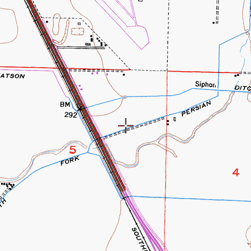 Topographic Map of South Fork Persian Ditch, CA
