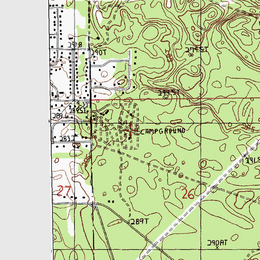 Topographic Map of Timber Ridge Campground, MI