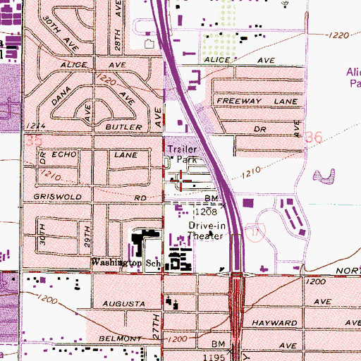 Topographic Map of Oregon Trail Mobile Home Park, AZ