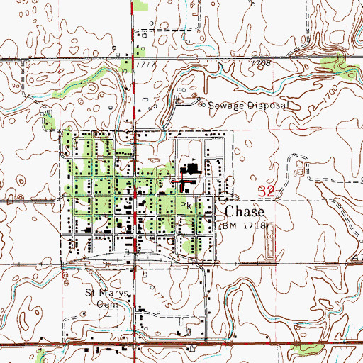 Topographic Map of Raymond Junior High School, KS