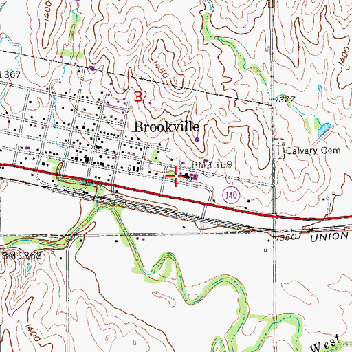 Topographic Map of Ell - Saline High School, KS