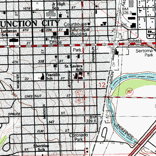 Topographic Map of Saint Xavier Catholic School, KS