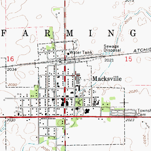 Topographic Map of Macksville Elementary School, KS