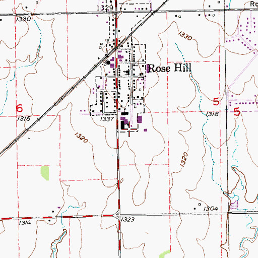 Topographic Map of Rose Hill Primary School, KS