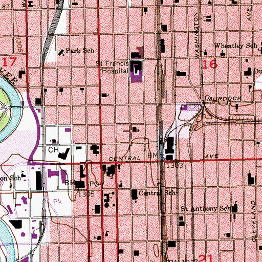 Topographic Map of Metro Midtown Alternative High School, KS