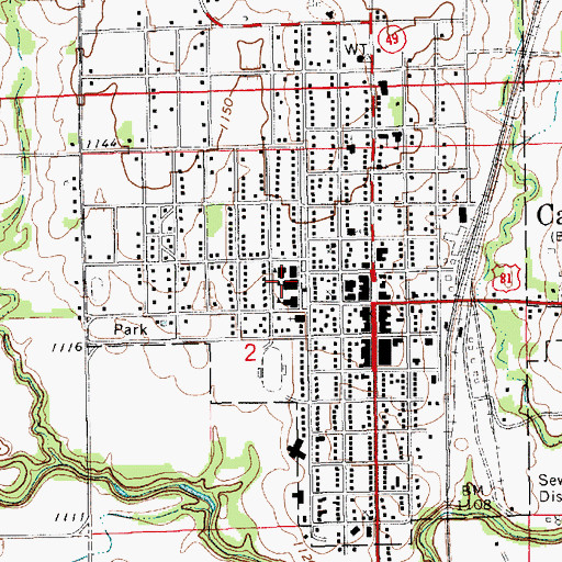 Topographic Map of Caldwell Middle / High School, KS