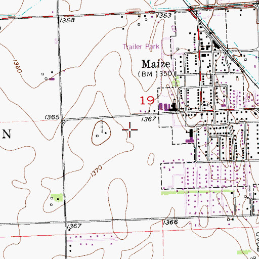 Topographic Map of Pray - Woodman Elementary School, KS