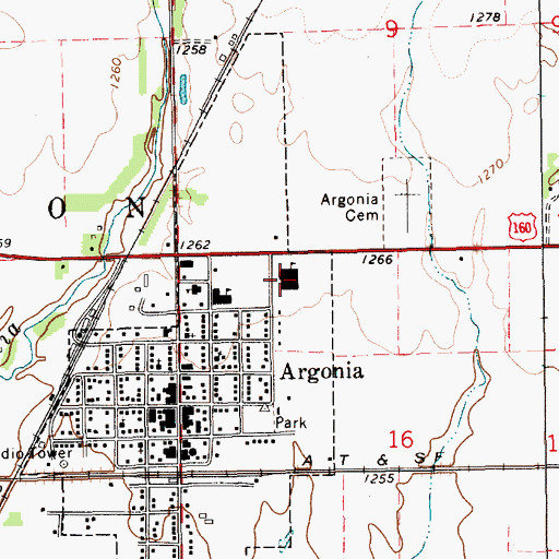 Topographic Map of Argonia Junior / Senior High School, KS