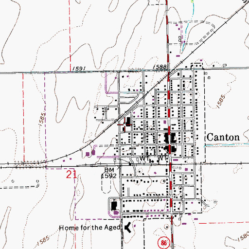Topographic Map of Canton-Galva Elementary School, KS