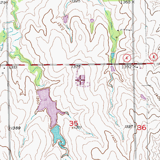 Topographic Map of Southeast Saline High School, KS