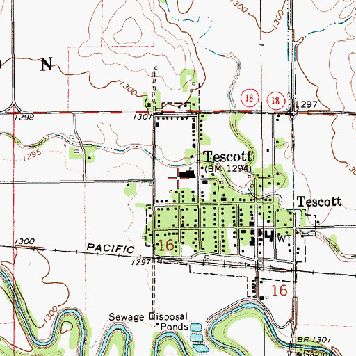 Topographic Map of Tescott Elementary School, KS