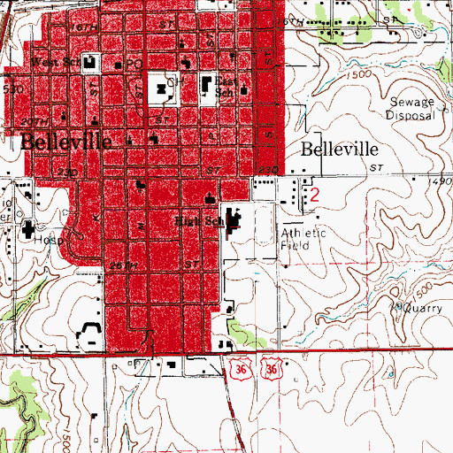 Topographic Map of Republic County Junior / High School, KS