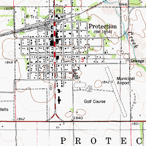 Topographic Map of South Central Elementary School, KS
