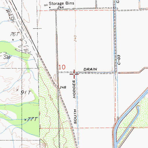 Topographic Map of South Hodges Drain, CA