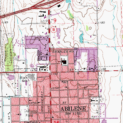 Topographic Map of Kennedy Elementary School, KS