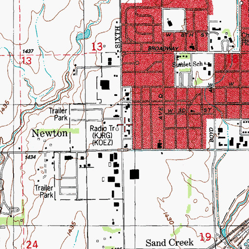Topographic Map of Newton Christian High School, KS