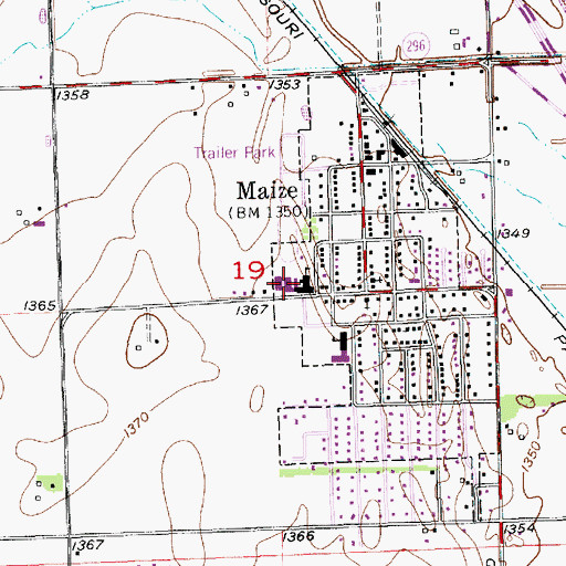 Topographic Map of Maize Central Elementary School, KS
