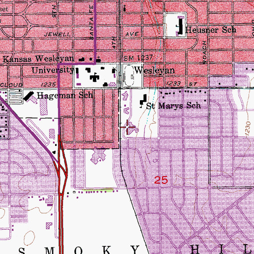 Topographic Map of Sacred Heart Junior / Senior High School, KS